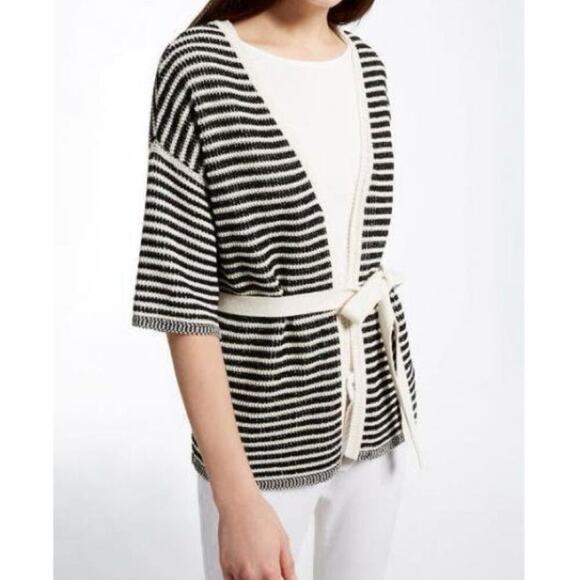 MaxMara Weekend Linen-Blend Knit Short Sleeve Wrap Cardigan Sweater Top Sz S - Picture 1 of 6